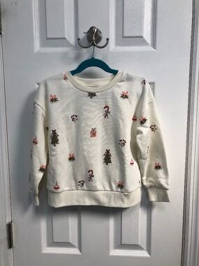 Primark girls Cream Holiday Print Sweatshirt pullover Christmas Winter